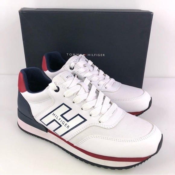 Tommy Hilfiger Other - Tommy Hilfiger Mens Mainer Leather Sneakers Shoes Athletic Logo Lace Up 8M